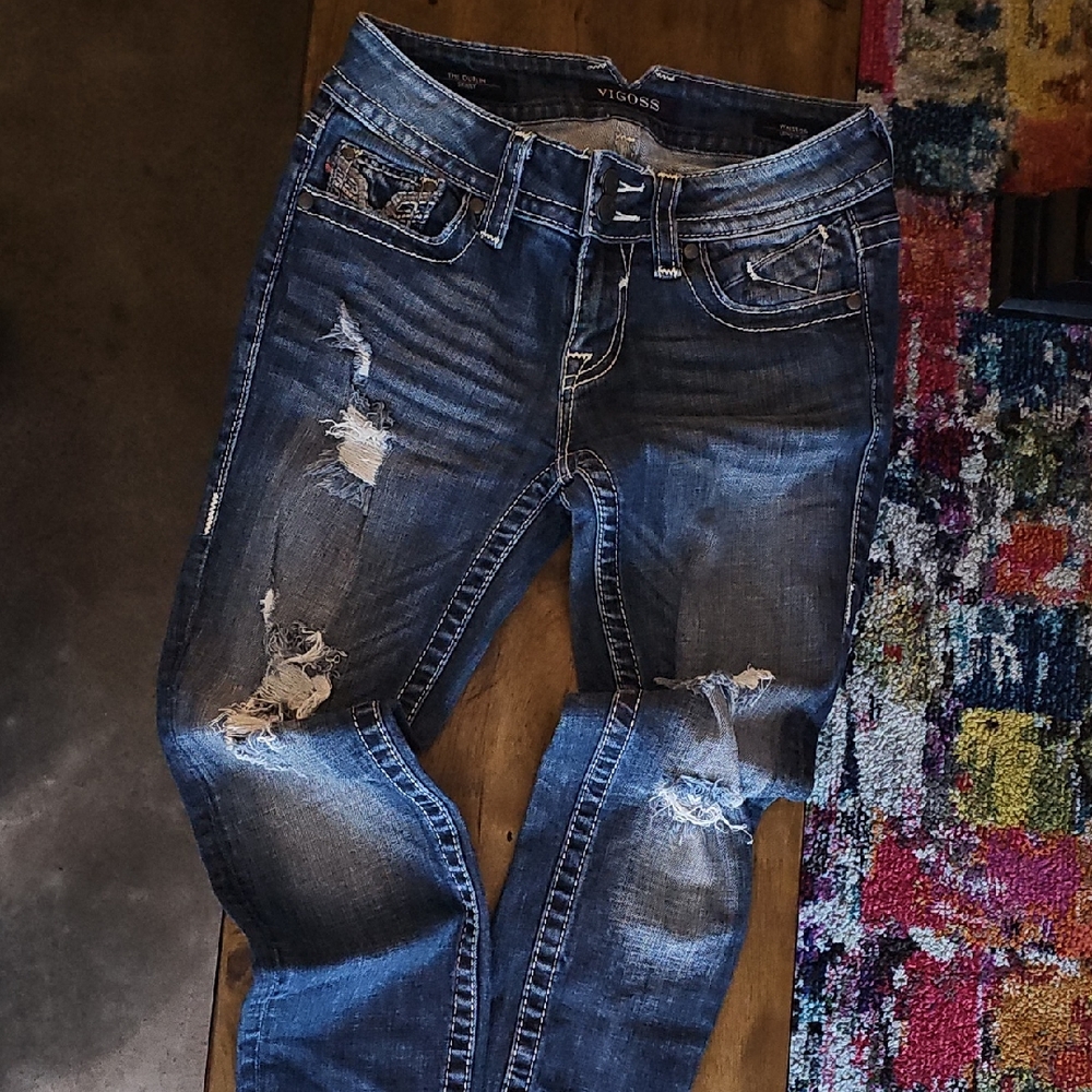 Vigoss Dark Blue Distressed Jeans
